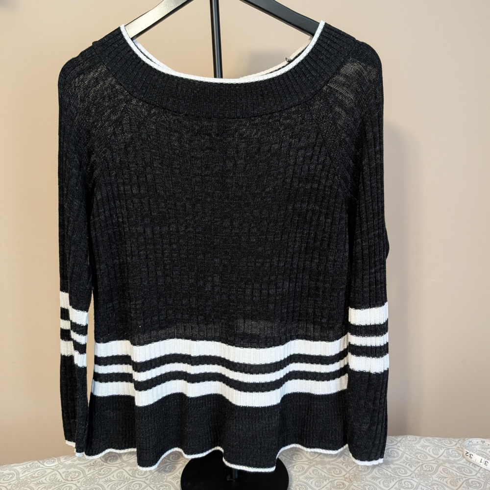Roz & Ali Black Sweater with White Stripes